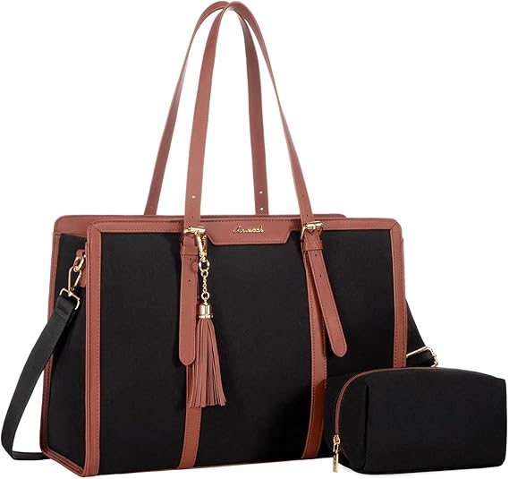Women's PU Leather Laptop Tote Bag with Complimentary Clutch