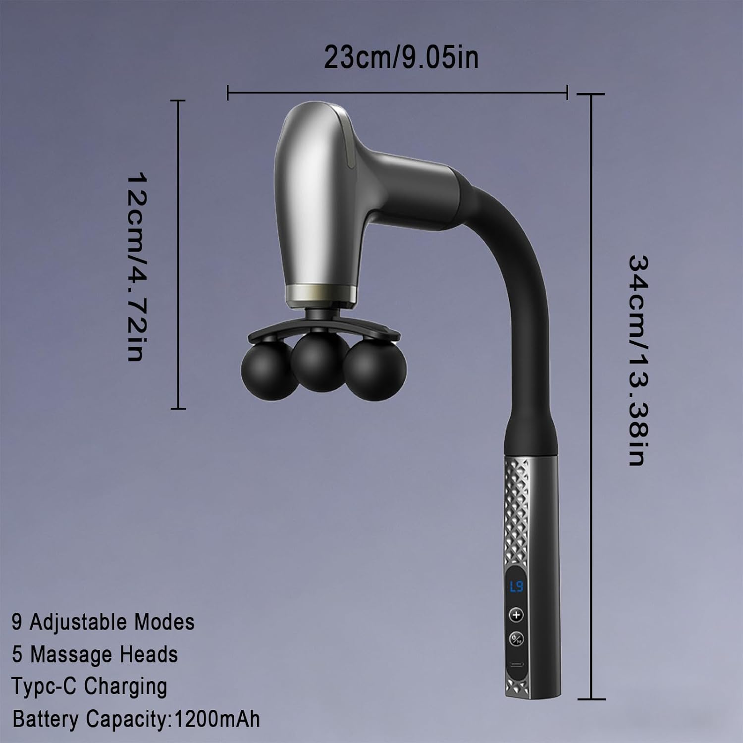 Long-Handle Fascia Gun Handheld Back Massager