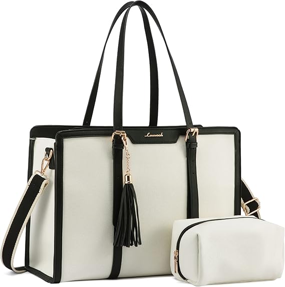 Women's PU Leather Laptop Tote Bag with Complimentary Clutch