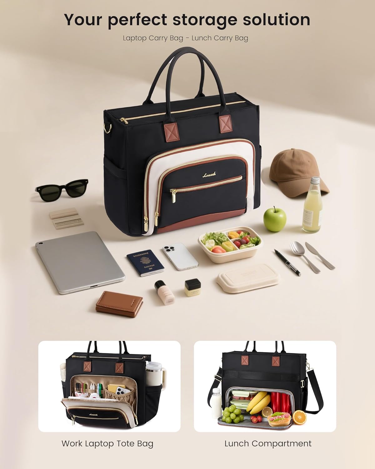 2-in-1 Lunch Tote Bag for Women