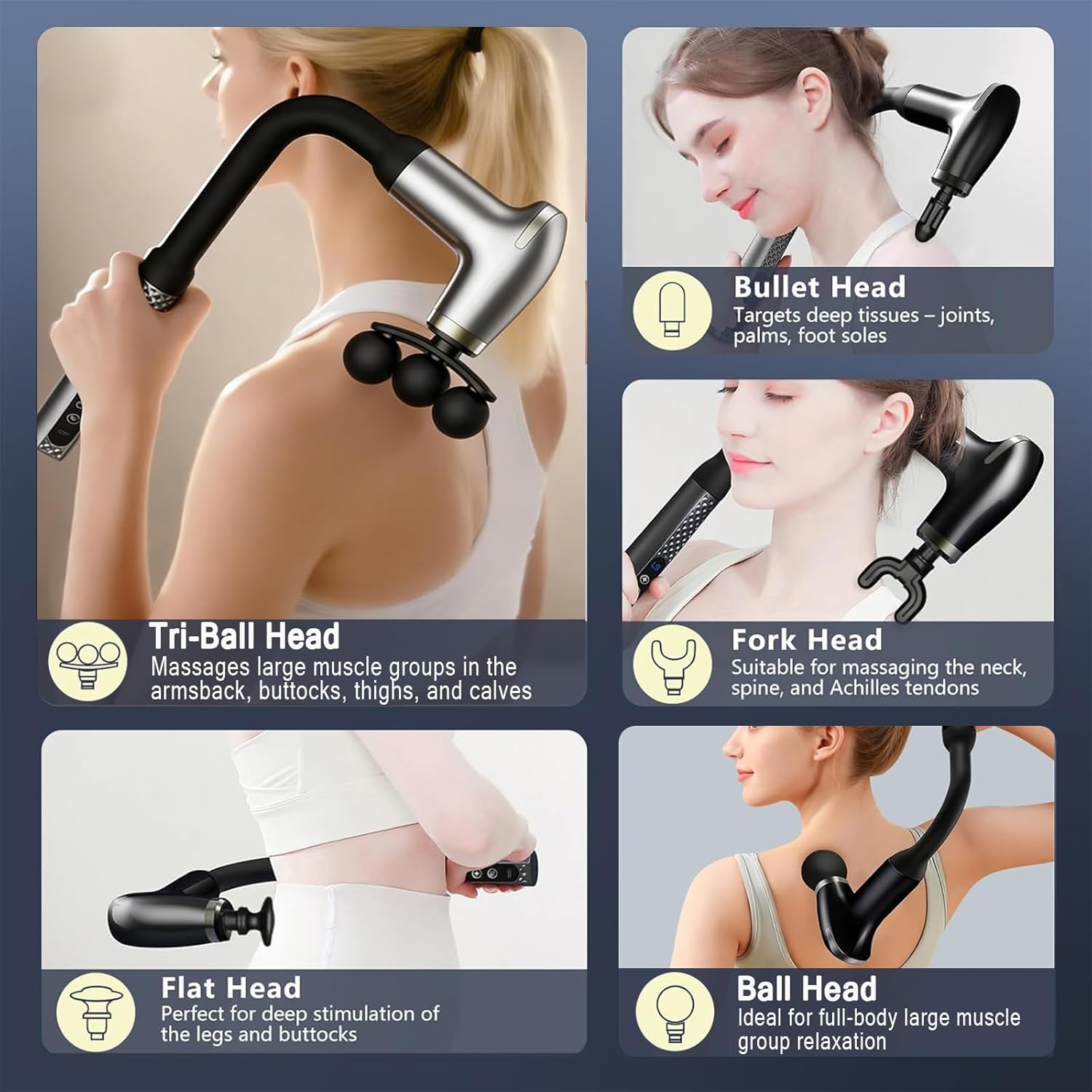 Long-Handle Fascia Gun Handheld Back Massager