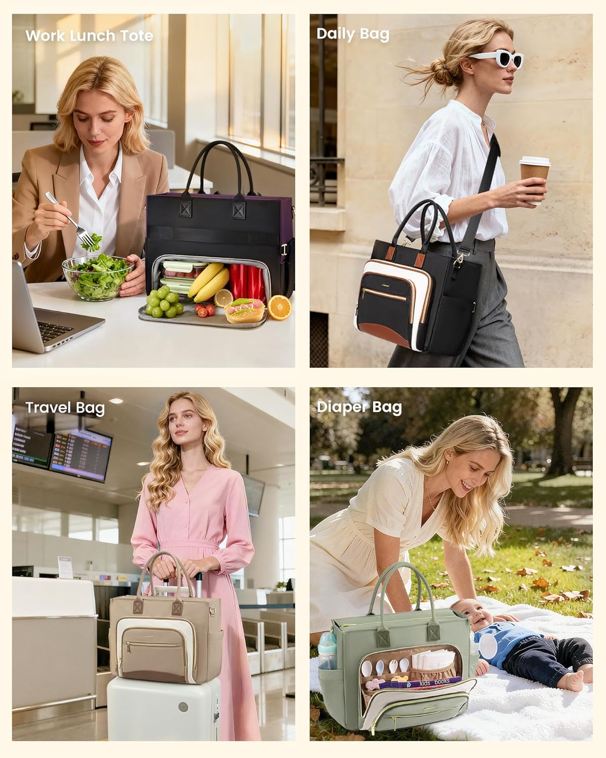 2-in-1 Lunch Tote Bag for Women