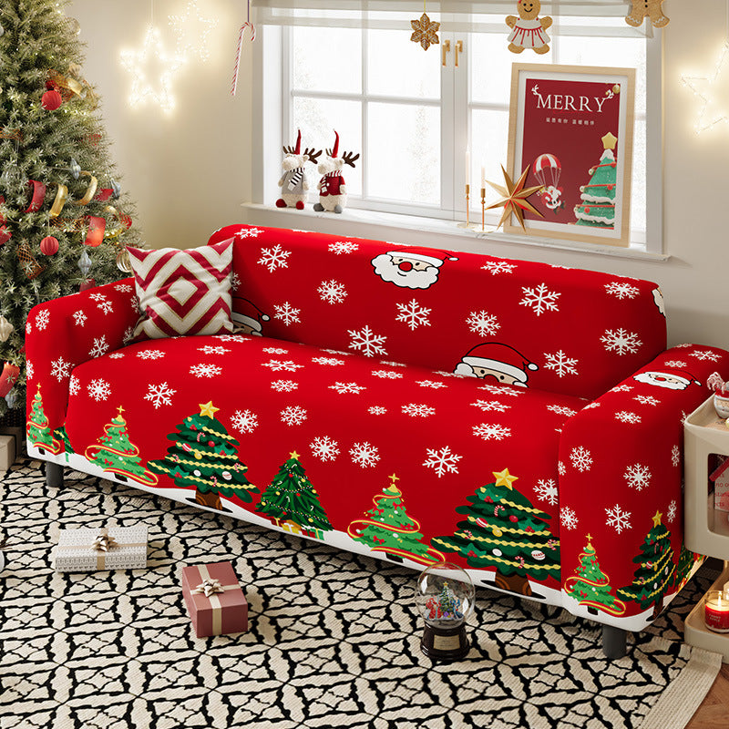 Nordic-style Christmas sofa cover made from highly stretchy milk silk