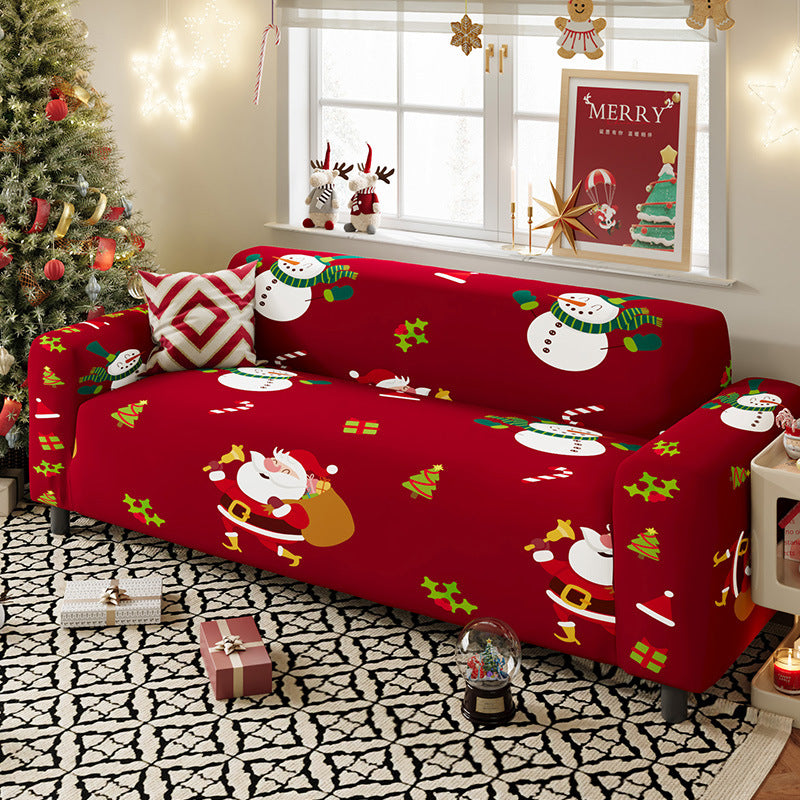 Nordic-style Christmas sofa cover made from highly stretchy milk silk