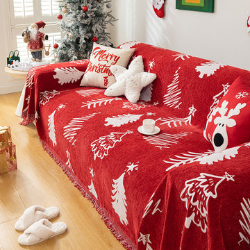 Durable, thick, waterproof sofa cover with a Christmas pattern