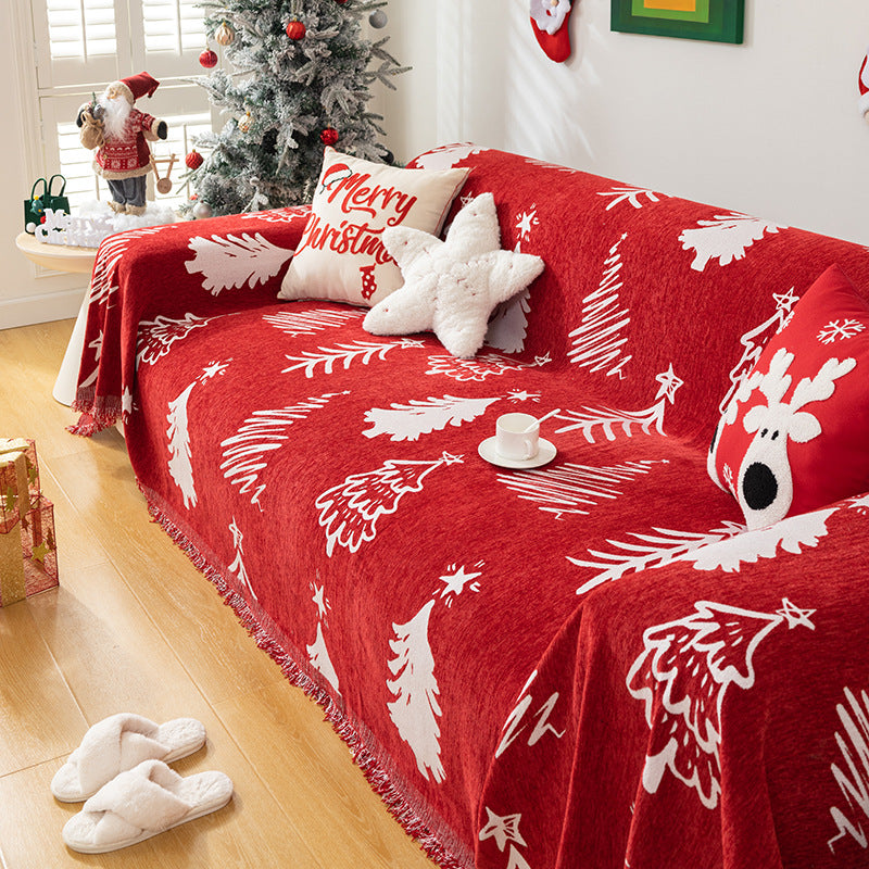 Durable, thick, waterproof sofa cover with a Christmas pattern