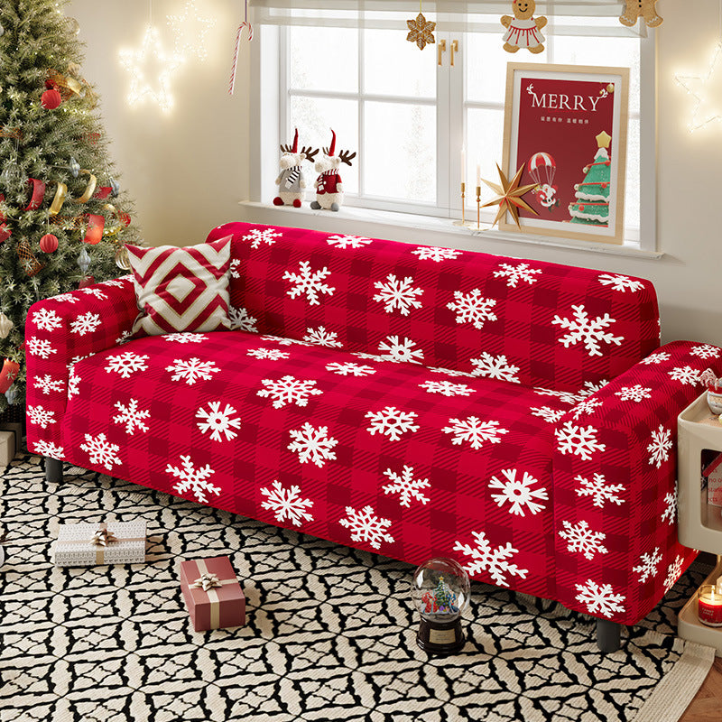 Nordic-style Christmas sofa cover made from highly stretchy milk silk