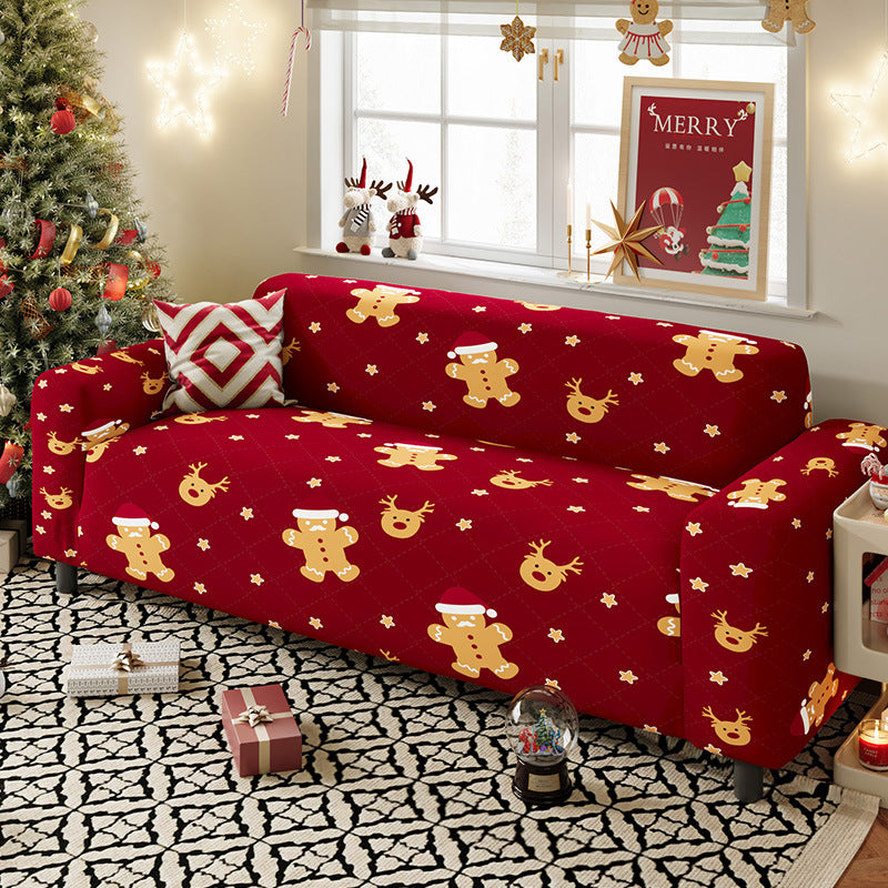 Nordic-style Christmas sofa cover made from highly stretchy milk silk