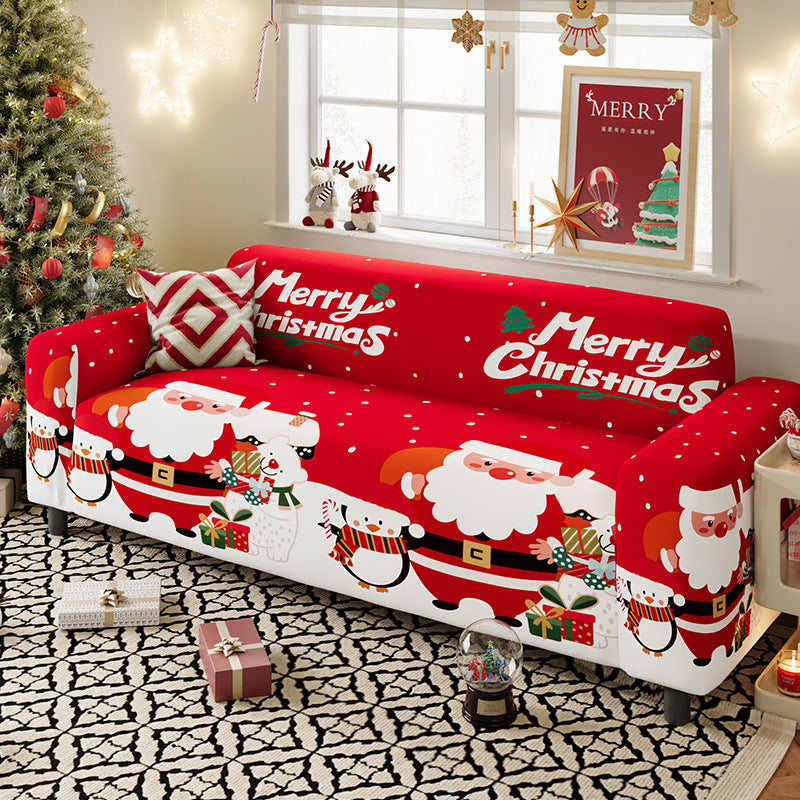 Nordic-style Christmas sofa cover made from highly stretchy milk silk