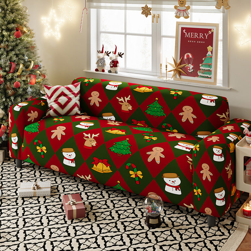 Nordic-style Christmas sofa cover made from highly stretchy milk silk