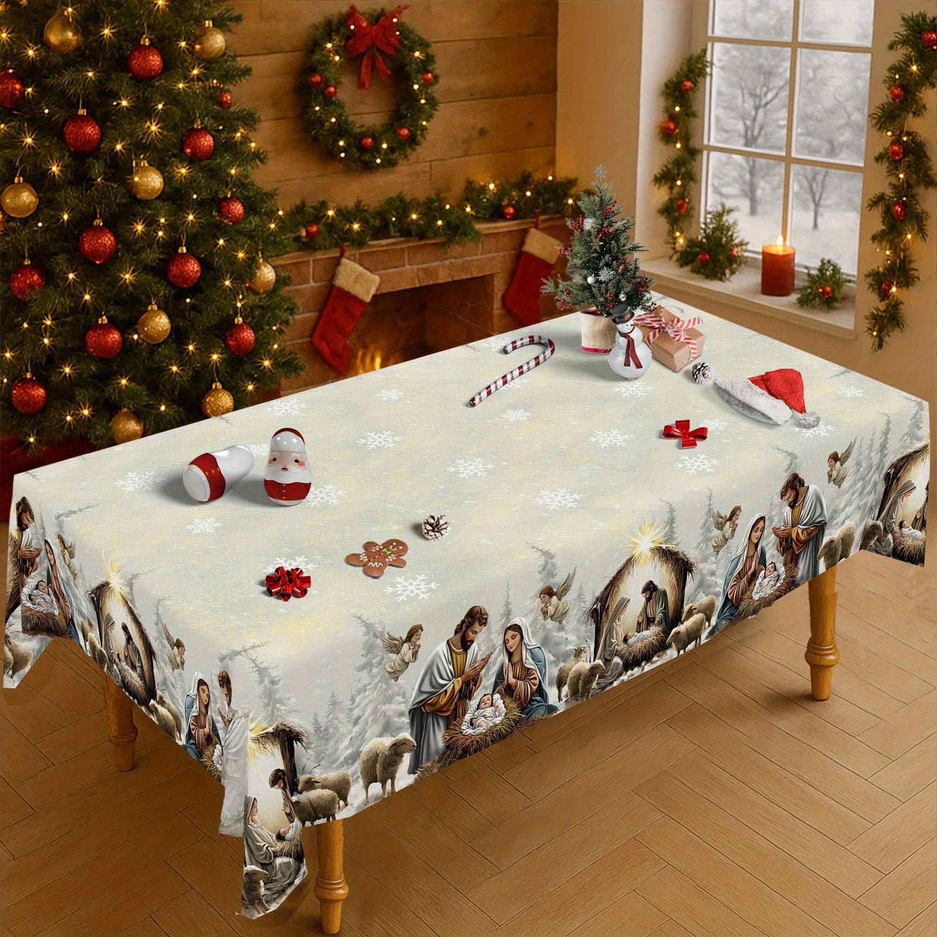 New home décor tablecloths for the living room and dining room, cross-border Christmas collection, with heat-insulating and anti-scorching table placemats.