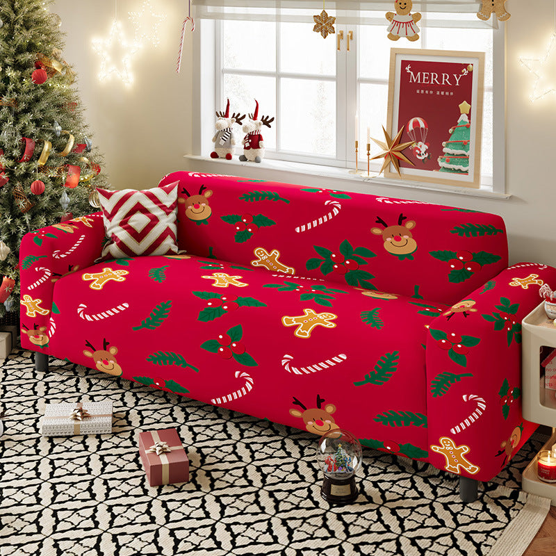 Nordic-style Christmas sofa cover made from highly stretchy milk silk