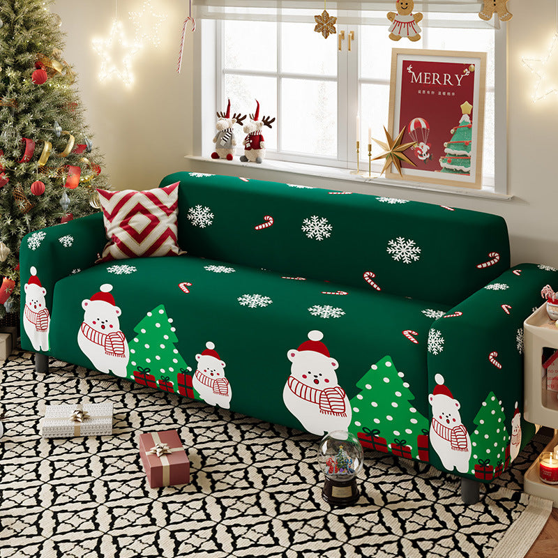 Nordic-style Christmas sofa cover made from highly stretchy milk silk