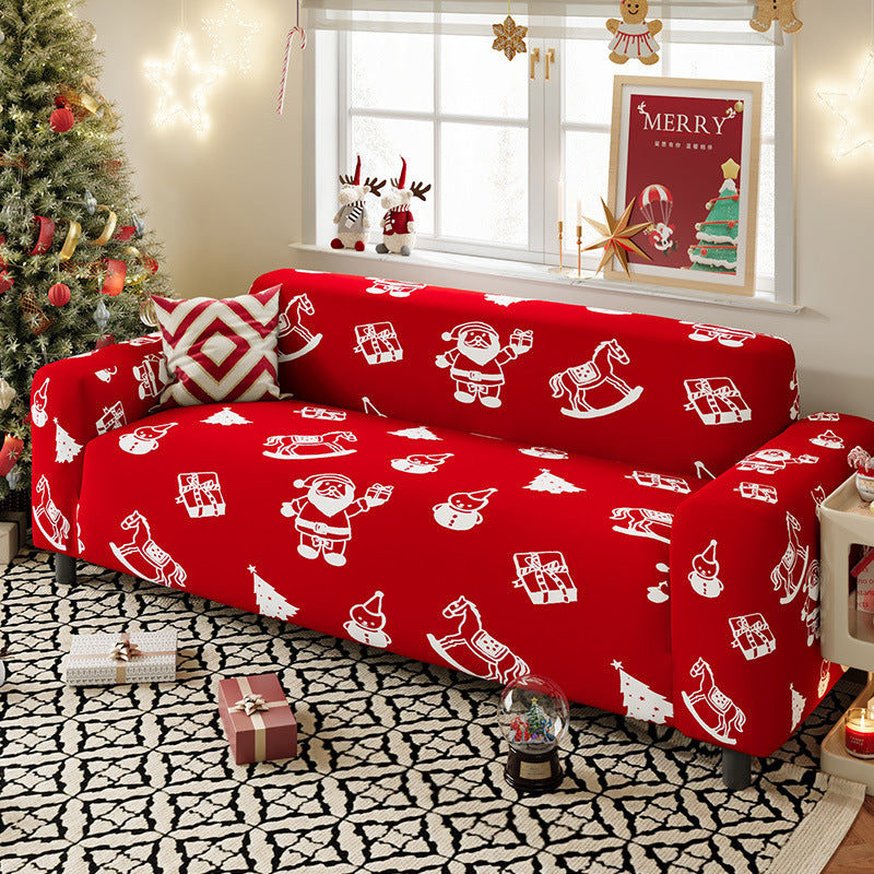 Nordic-style Christmas sofa cover made from highly stretchy milk silk