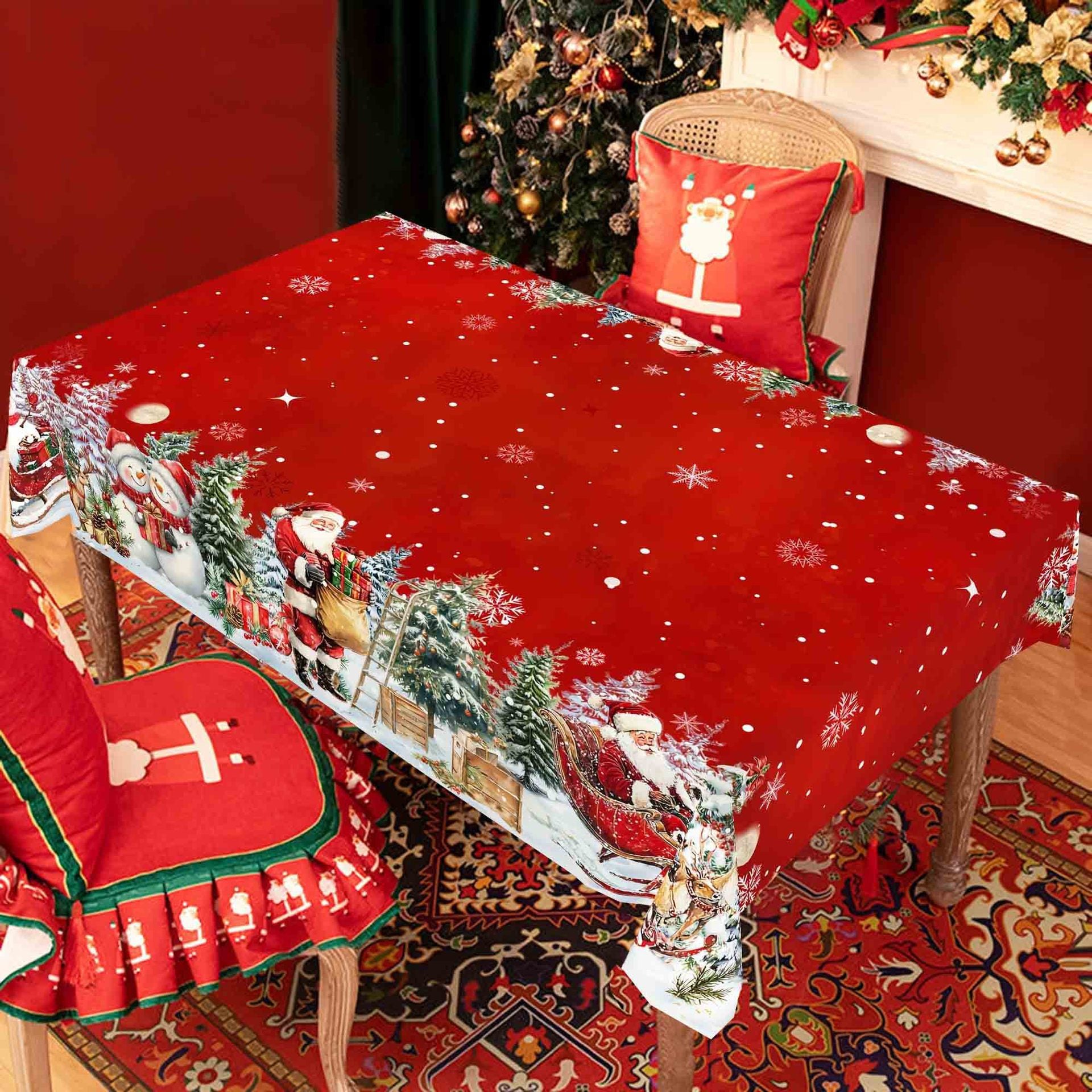 New home décor tablecloths for the living room and dining room, cross-border Christmas collection, with heat-insulating and anti-scorching table placemats.