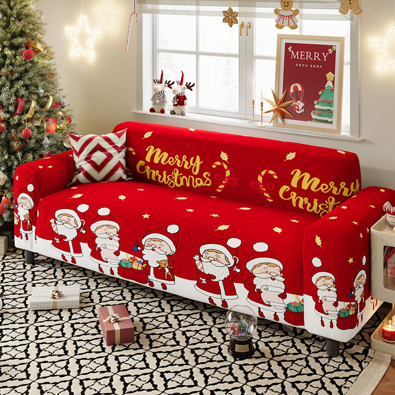 Nordic-style Christmas sofa cover made from highly stretchy milk silk