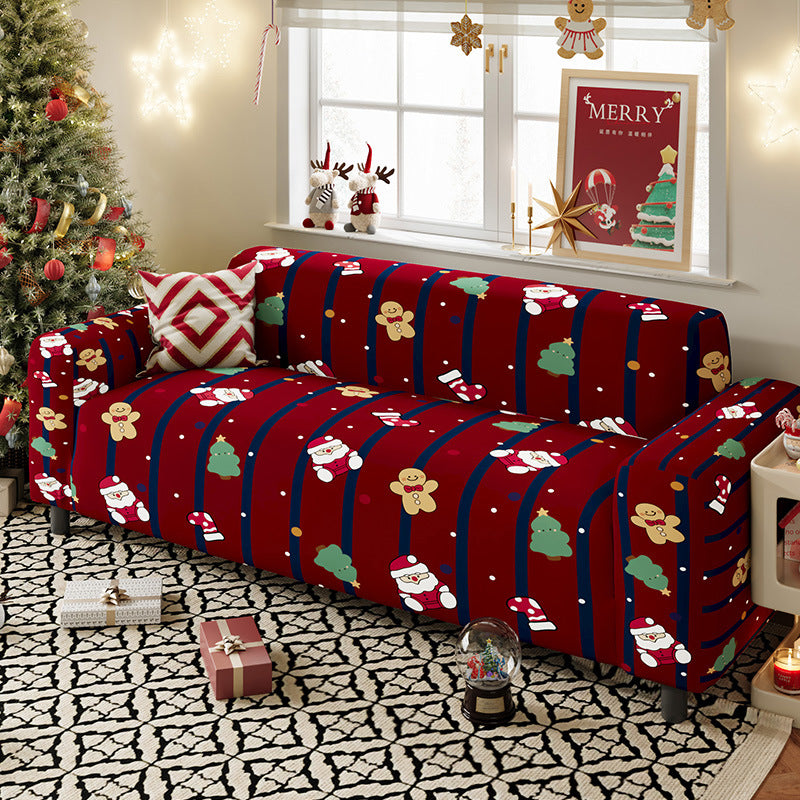Nordic-style Christmas sofa cover made from highly stretchy milk silk