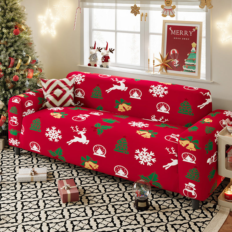 Nordic-style Christmas sofa cover made from highly stretchy milk silk