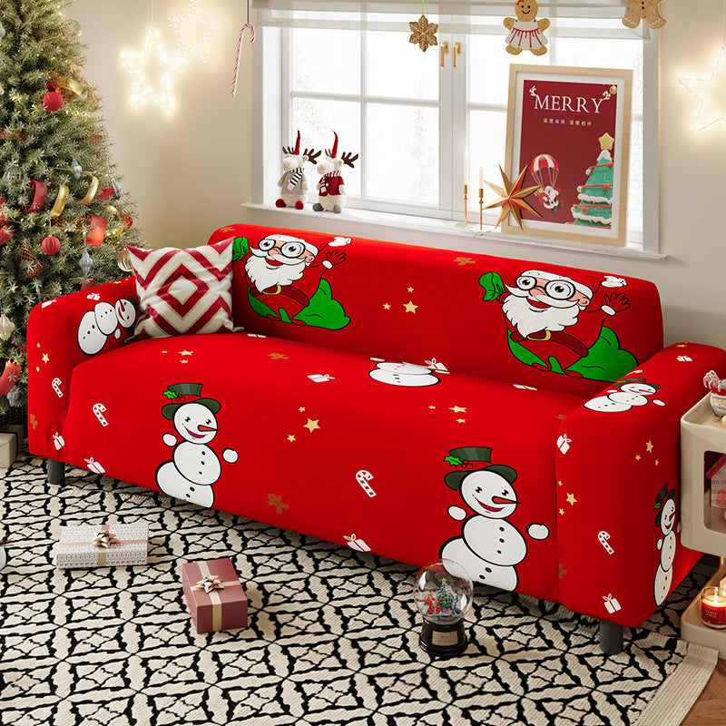 Nordic-style Christmas sofa cover made from highly stretchy milk silk