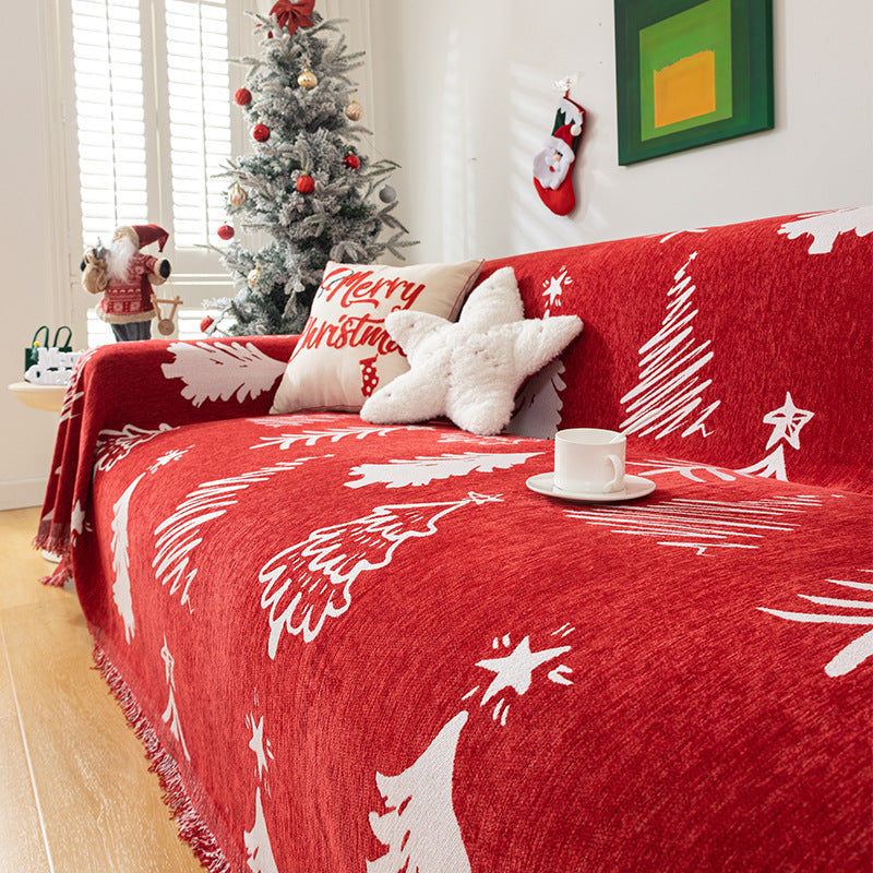 Durable, thick, waterproof sofa cover with a Christmas pattern