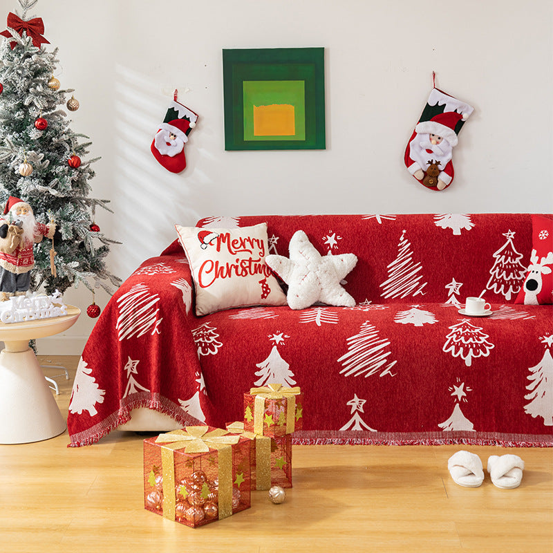 Durable, thick, waterproof sofa cover with a Christmas pattern