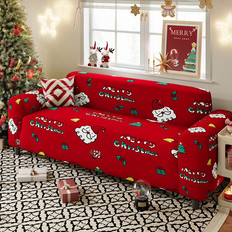 Nordic-style Christmas sofa cover made from highly stretchy milk silk