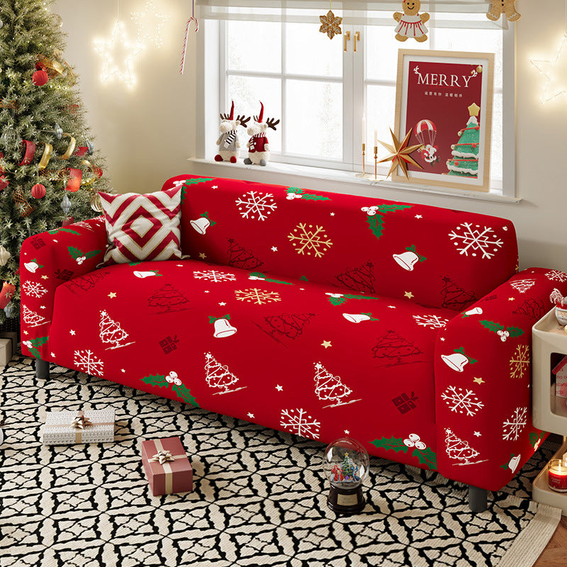 Nordic-style Christmas sofa cover made from highly stretchy milk silk