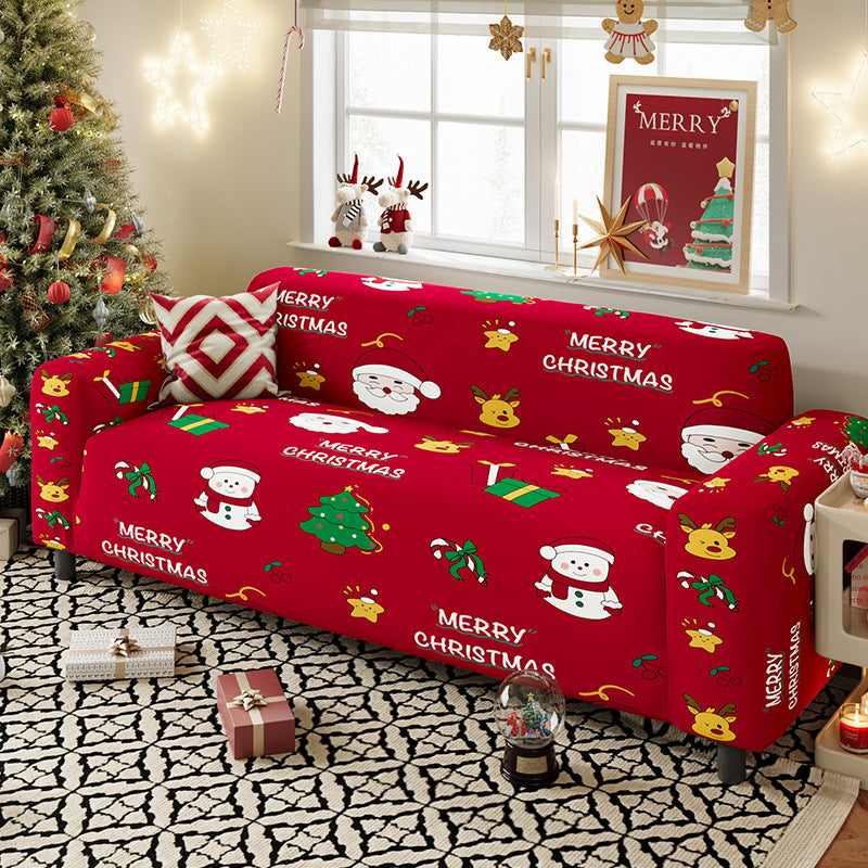 Nordic-style Christmas sofa cover made from highly stretchy milk silk