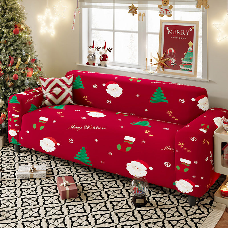 Nordic-style Christmas sofa cover made from highly stretchy milk silk