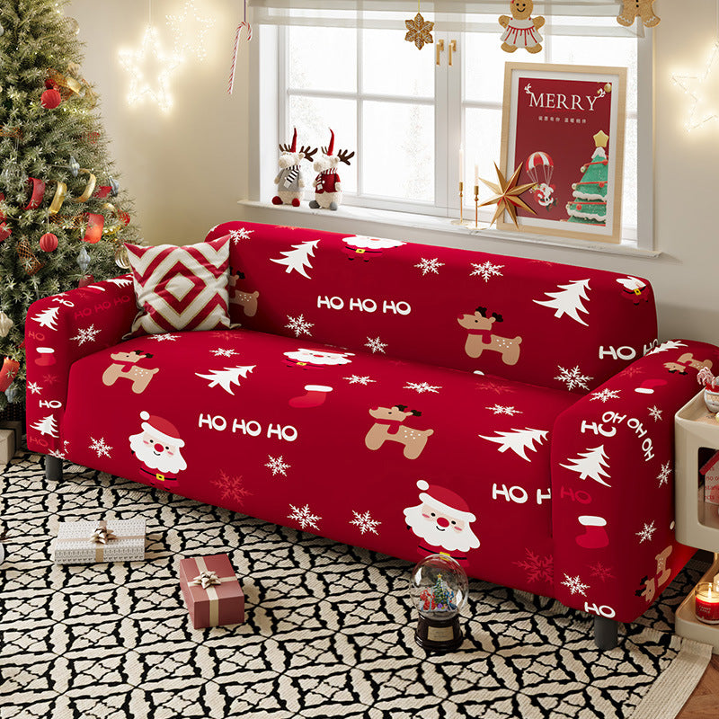 Nordic-style Christmas sofa cover made from highly stretchy milk silk