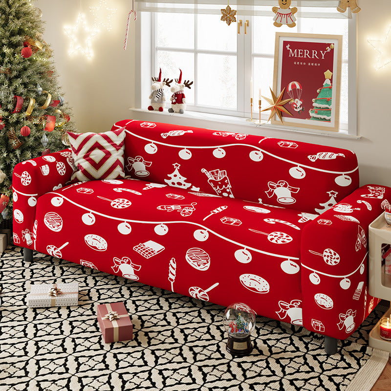 Nordic-style Christmas sofa cover made from highly stretchy milk silk