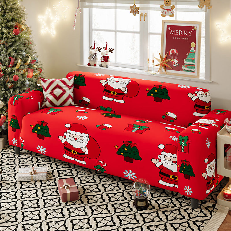 Nordic-style Christmas sofa cover made from highly stretchy milk silk