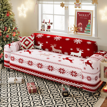 Nordic-style Christmas sofa cover made from highly stretchy milk silk