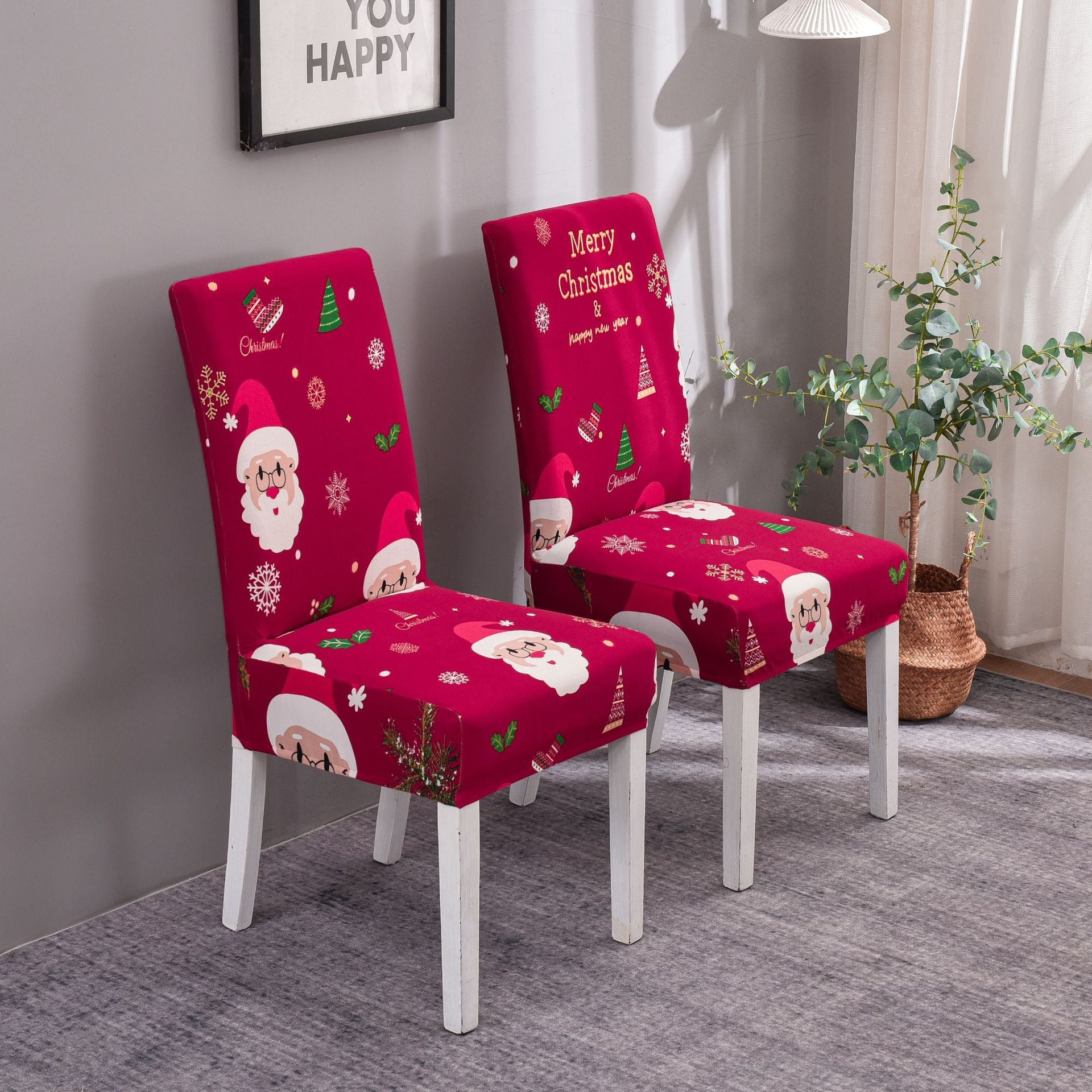 Christmas-themed chair covers and chair covers for hotel restaurants