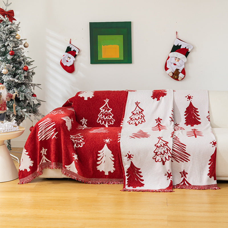 Durable, thick, waterproof sofa cover with a Christmas pattern
