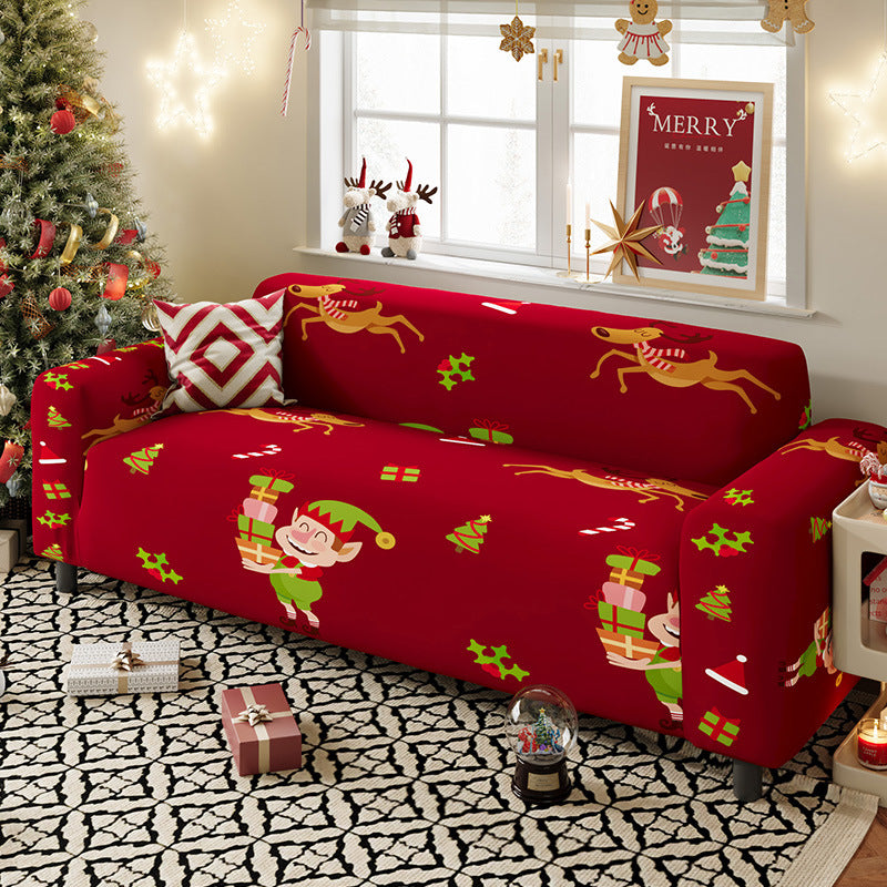 Nordic-style Christmas sofa cover made from highly stretchy milk silk