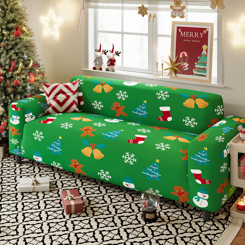Nordic-style Christmas sofa cover made from highly stretchy milk silk
