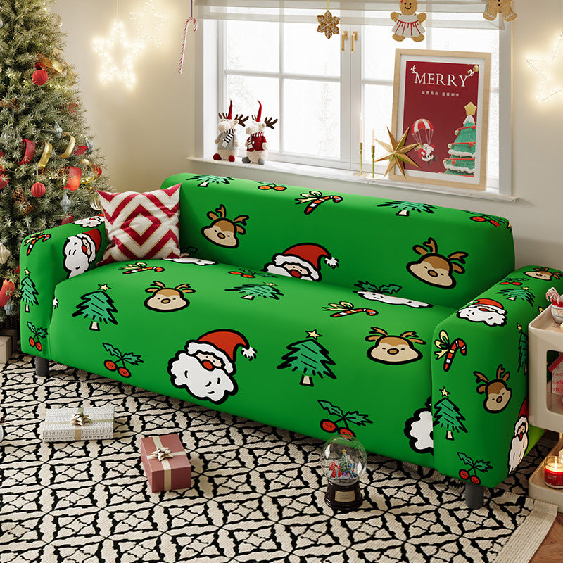 Nordic-style Christmas sofa cover made from highly stretchy milk silk