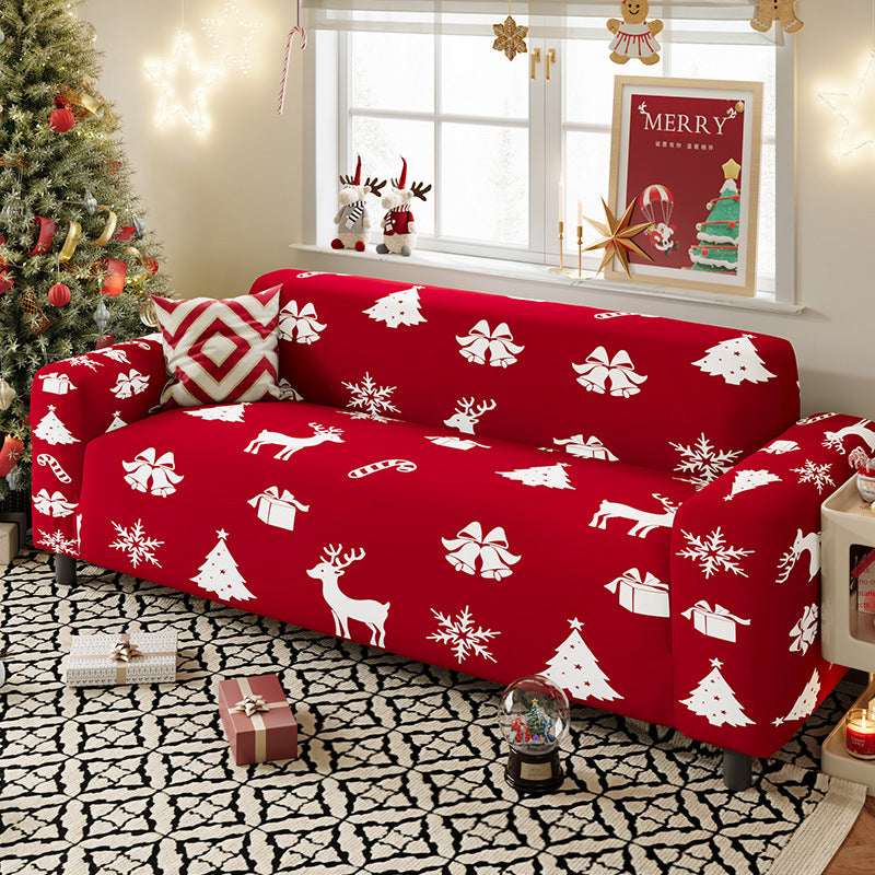 Nordic-style Christmas sofa cover made from highly stretchy milk silk