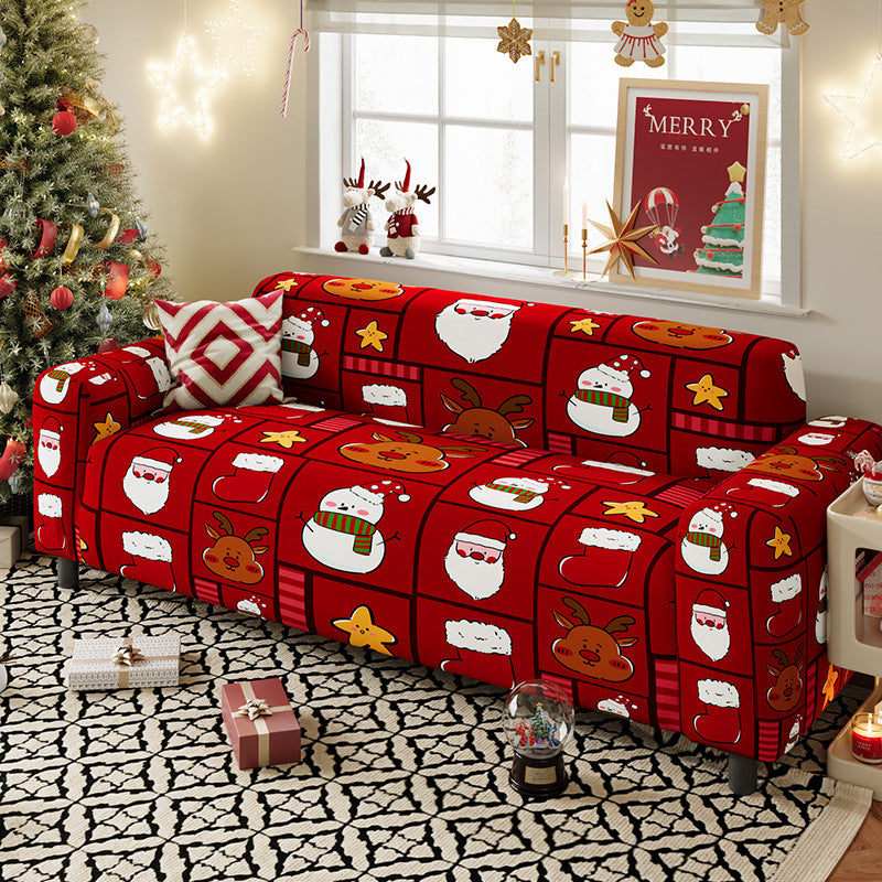 Nordic-style Christmas sofa cover made from highly stretchy milk silk