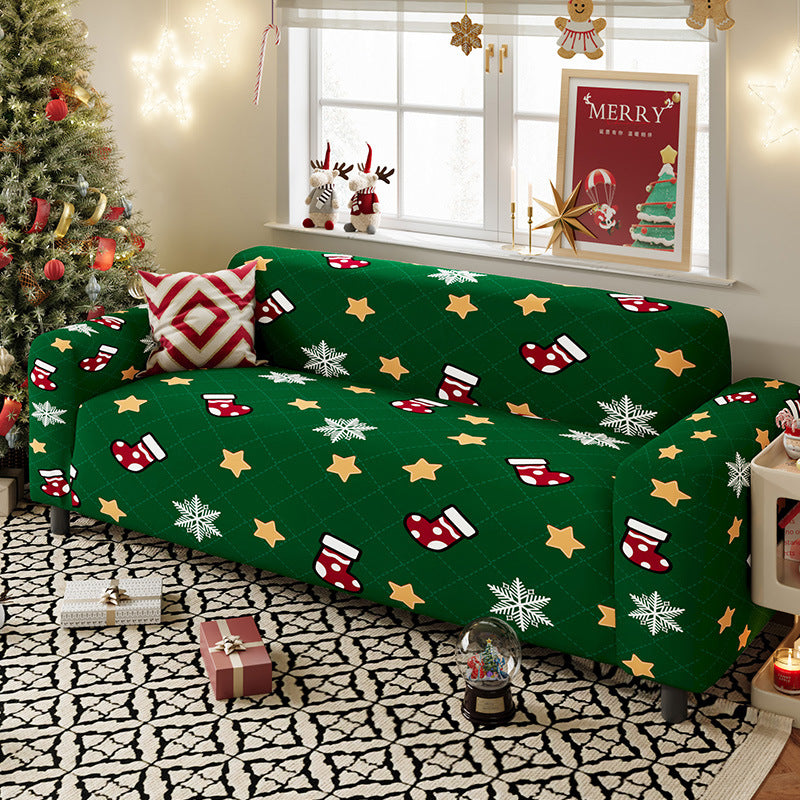 Nordic-style Christmas sofa cover made from highly stretchy milk silk