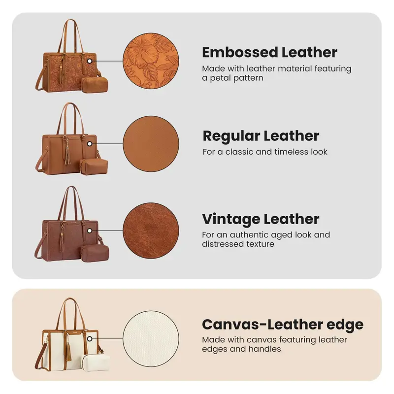Women's PU Leather Laptop Tote Bag with Complimentary Clutch