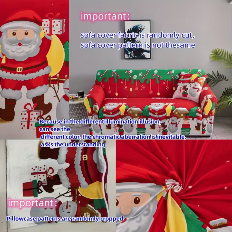 Non-slip Christmas Santa Claus Sofa Cover